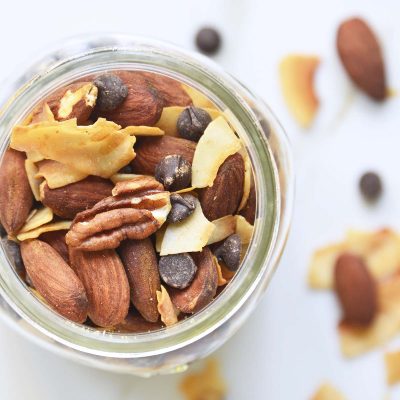 almond joy keto trail mix featured image
