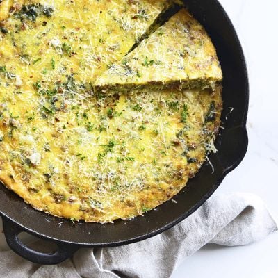 baked kale sausage and cheese frittata featured image