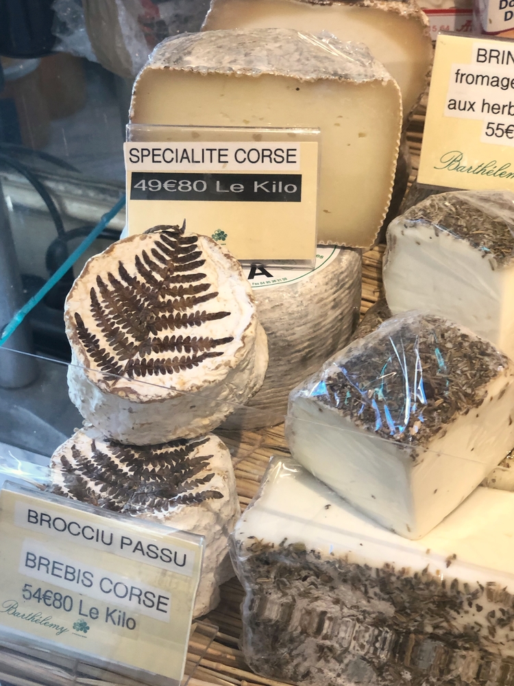 Brocciu Passu Cheese on Shelf in Barthelemy Cheese Shop