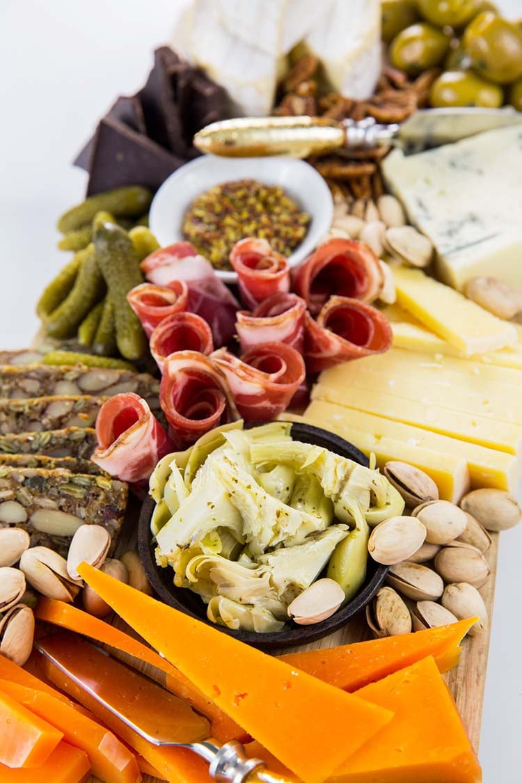 Front View of Cheese Board with White Background