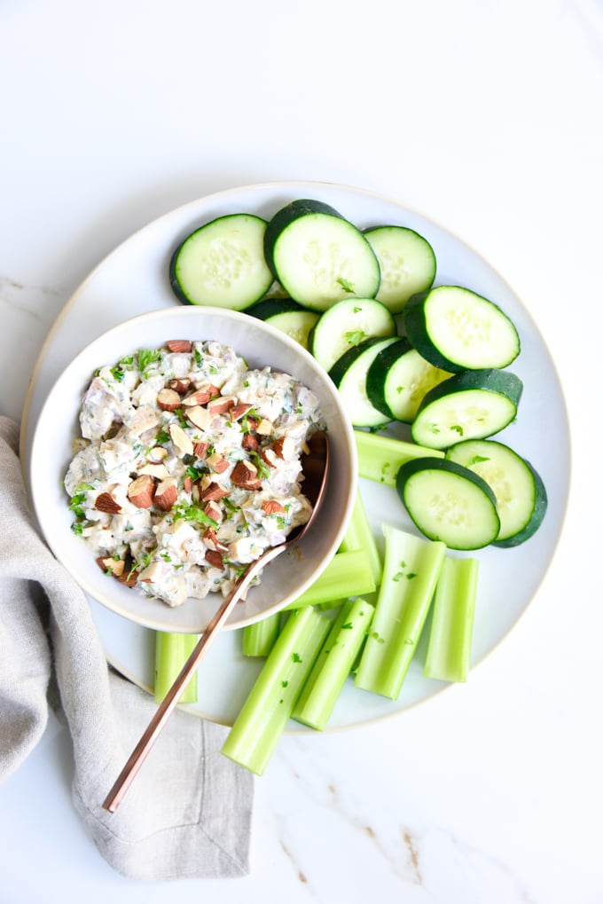 The Best Chicken Salad Recipe should not only be quick and easy, but packed full of flavor just like ours! This keto chicken salad can be made using rotisserie chicken, canned chicken, grilled chicken or freshly cooked shredded chicken.