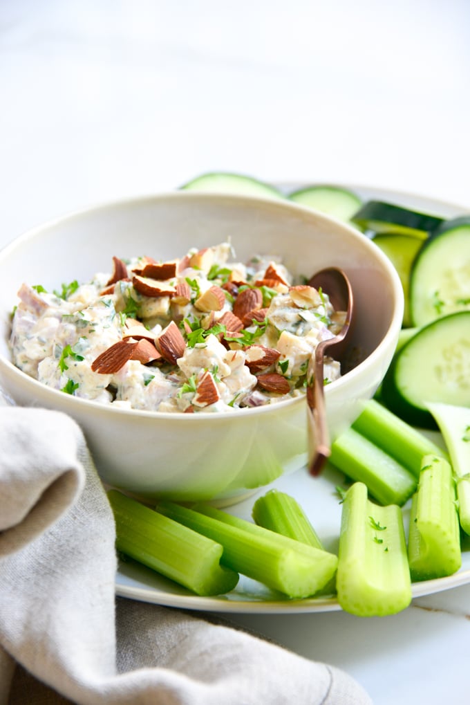The Best Chicken Salad Recipe should not only be quick and easy, but packed full of flavor just like ours! This keto chicken salad can be made using rotisserie chicken, canned chicken, grilled chicken or freshly cooked shredded chicken.