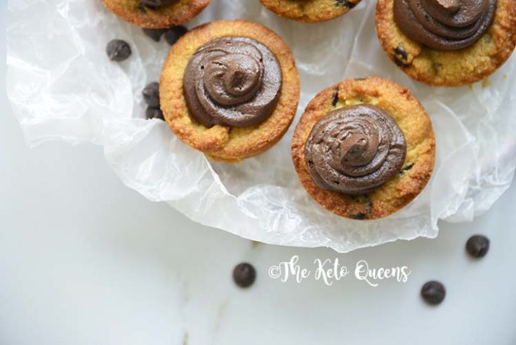 Chocolate Chip Cookie Cups with Chocolate Buttercream frosting
