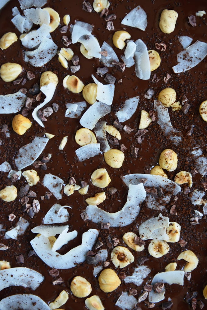 Coconut Hazelnut Espresso Chocolate Keto Bark.Our chocolate keto bark is just a snazzy keto chocolate bar, but it will totally impress all of your guests! It's super easy to make and you can switch up the flavor profiles to please even the pickiest of eaters!