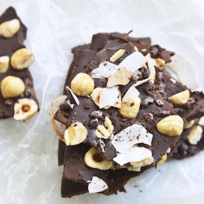 coconut hazelnut espresso chocolate keto bark featured image