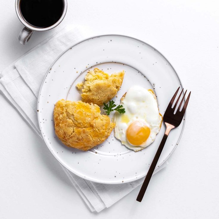 low carb biscuit with fried egg