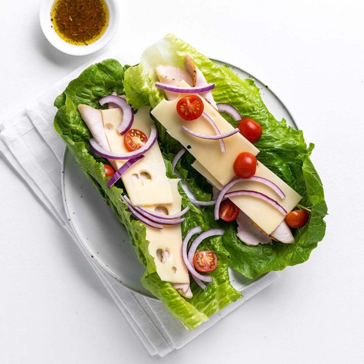 turkey swiss cheese sub on romaine