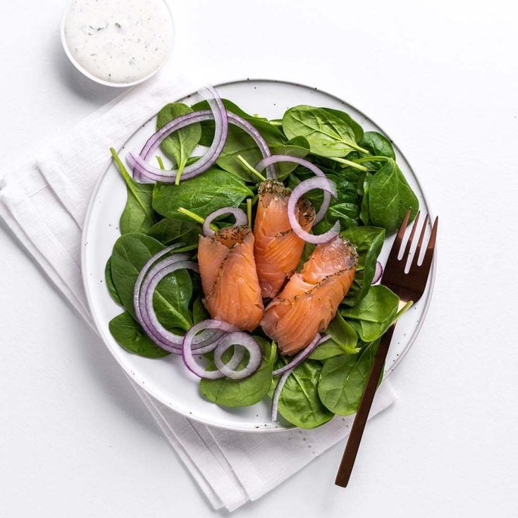 smoked salmon spinach salad