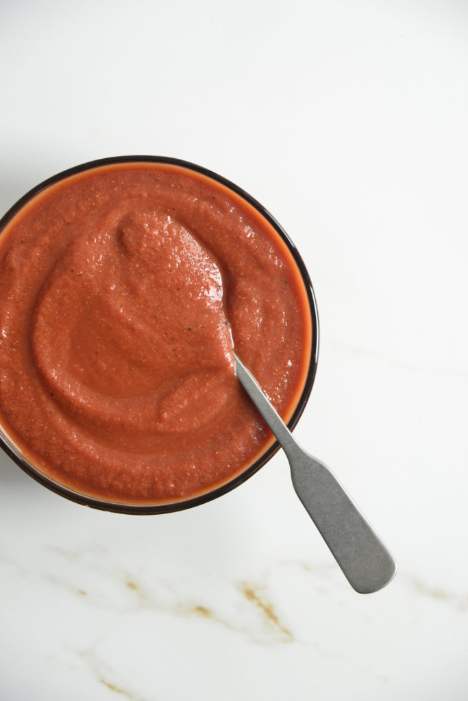 sugar free best BBQ sauce for pulled pork in a bowl with spoon