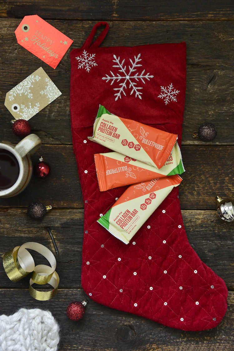 bulletproof collagen bars on top of a stocking