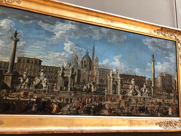 Firework and Decorative Preparations in Piazza Navona Rome Painting