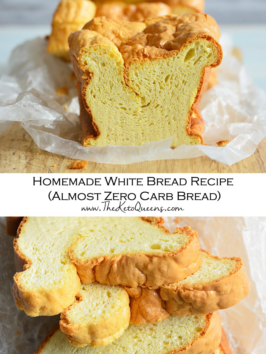 Homemade White Bread Recipe (Almost Zero Carb Bread) Pin