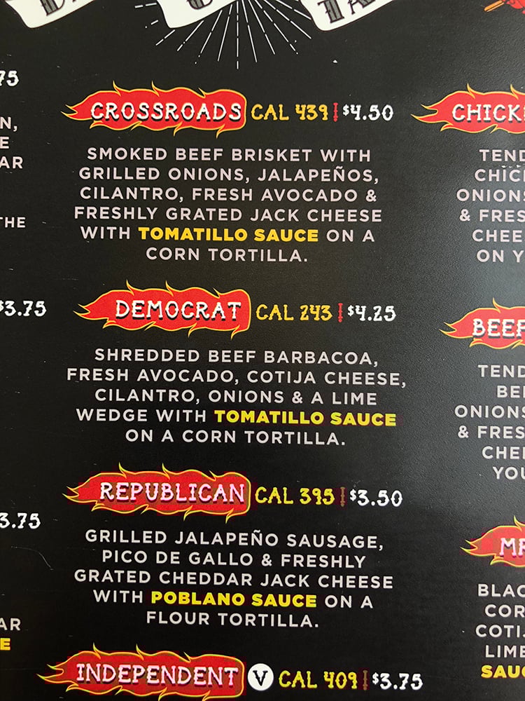 Torchy's Tacos Menu