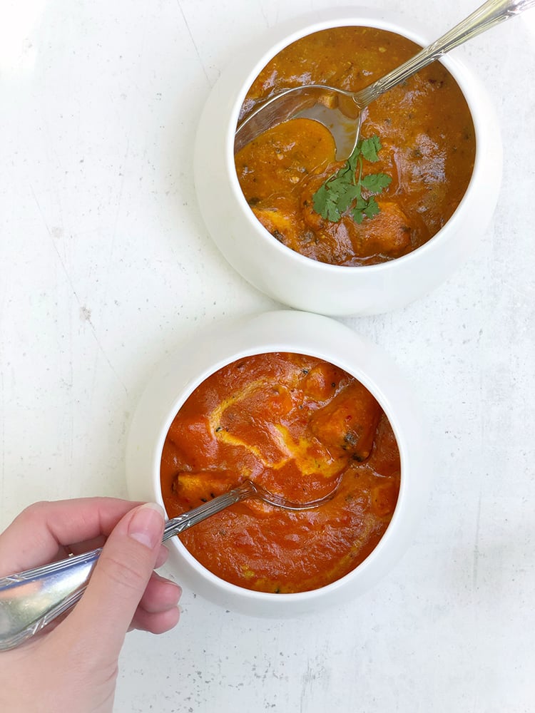 Indian Chicken Dishes on White Background