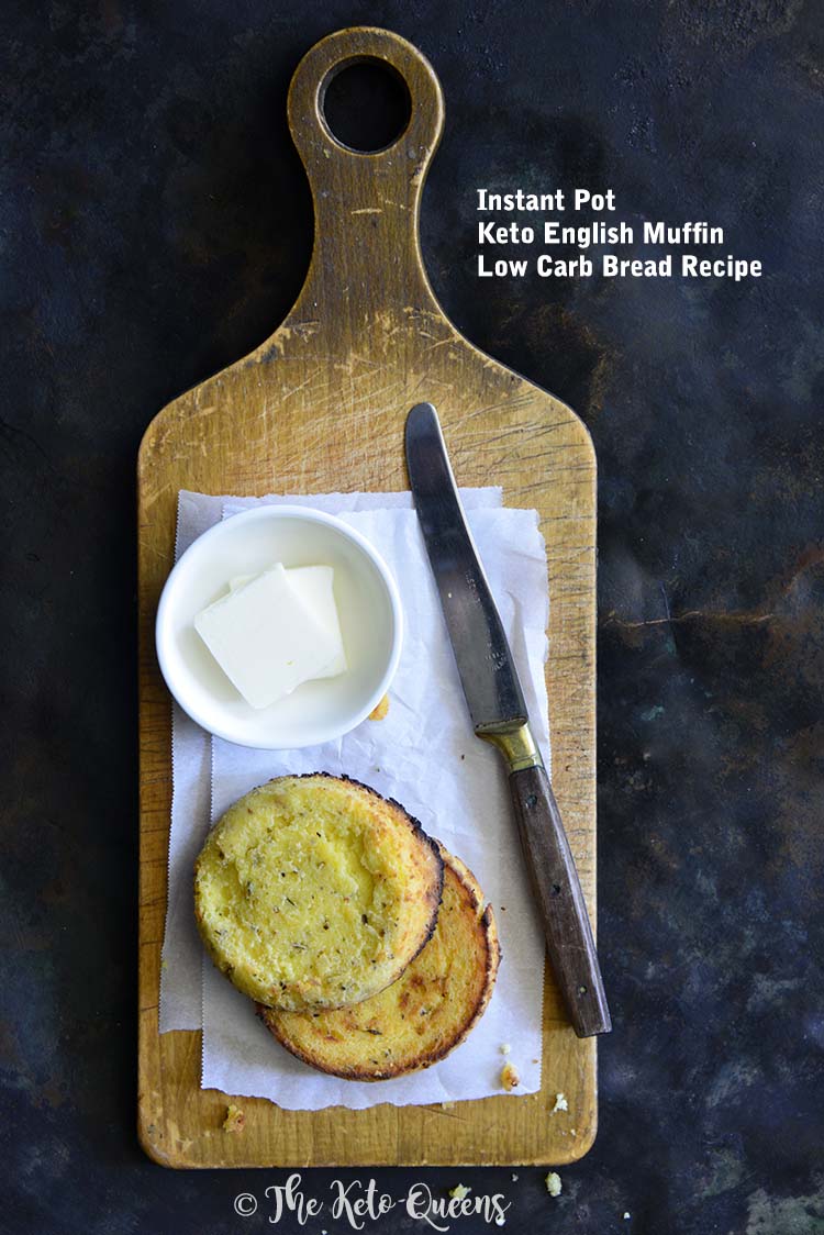Instant Pot Keto English Muffin Low Carb Bread Recipe on Bread Board