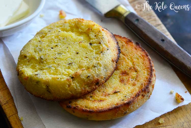 Close Up of Instant Pot Keto English Muffin Low Carb Bread Recipe