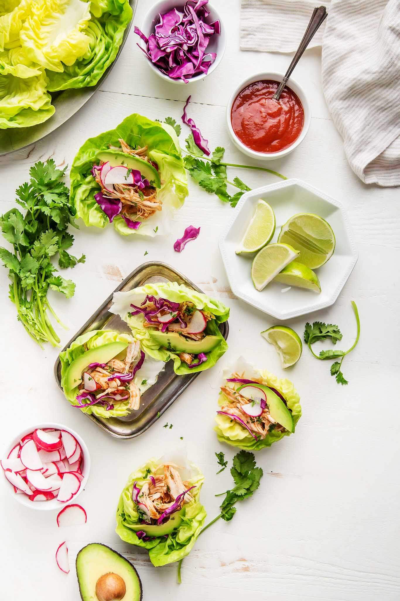 Cut down your keto meal prep time with these low carb instant pot recipes that are sure to please your entire family. instant pot salsa chicken taco lettuce wraps
