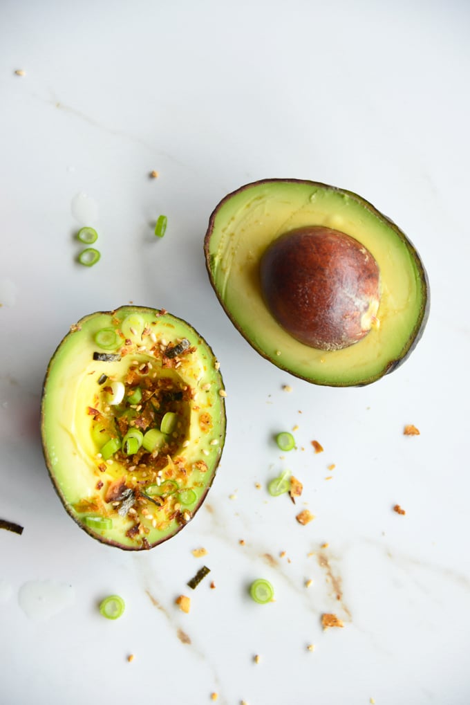 Japanese Furikake Avocado Boats make for a quick and easy snack! There's nothing like finding the perfectly ripe avocado and then just digging into it with a spoon. These avocado boats are delicious, nutritious and of course keto friendly.