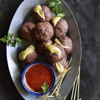 Close Up of Keto Baked Italian Meatball Recipe (Cheese Stuffed)