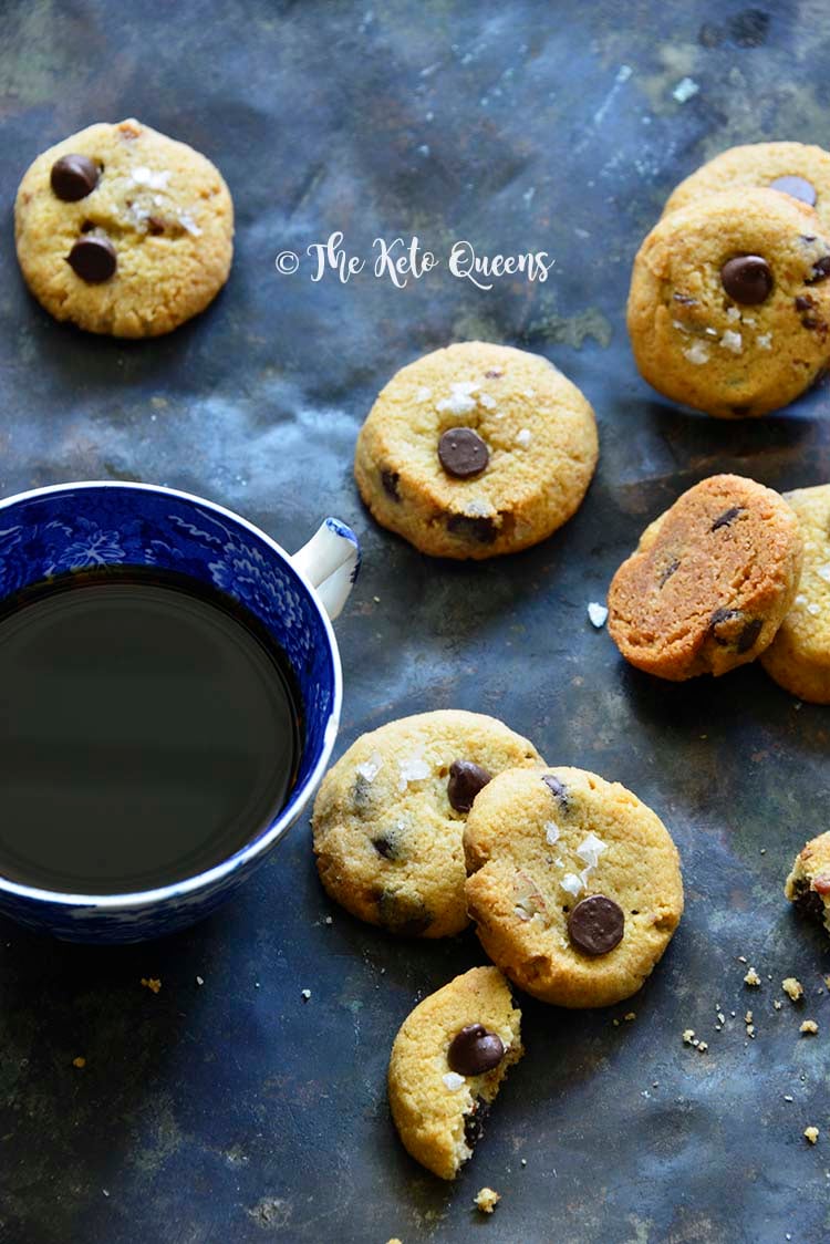 Keto Crunchy Chocolate Chip Cookies with Coffee