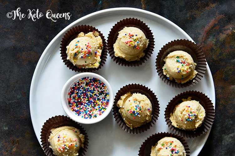 Close Up of Keto Edible Sugar Cookie Dough Fat Bombs