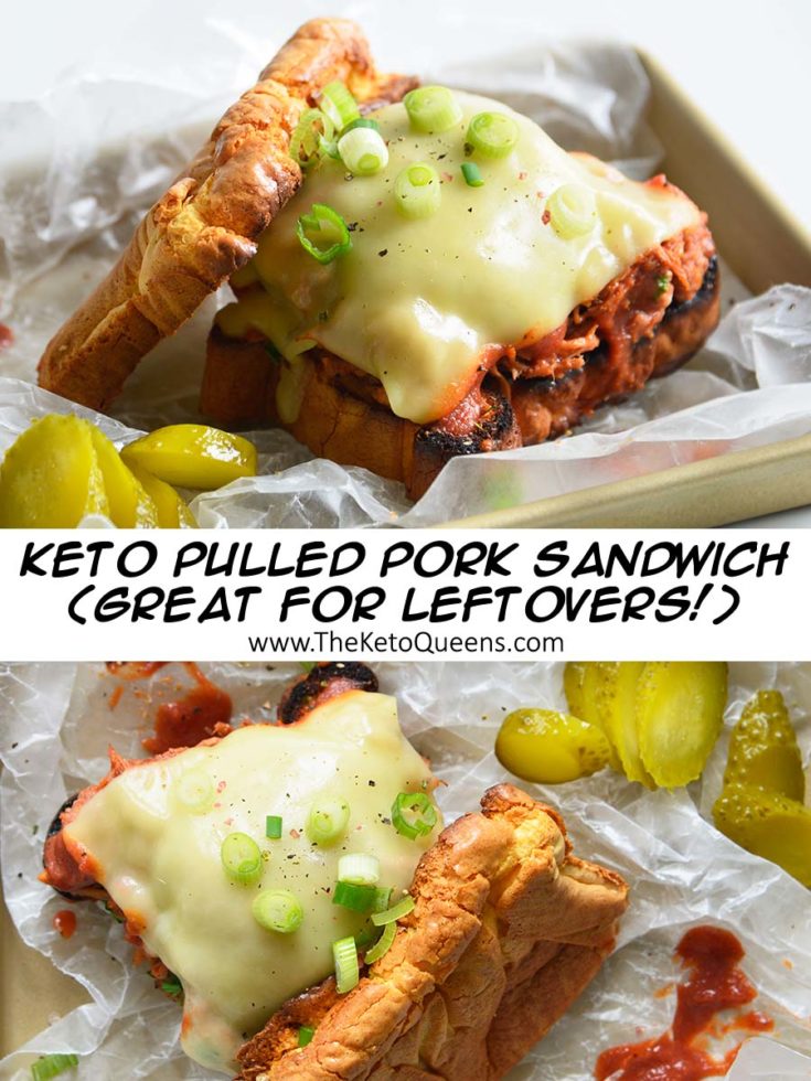 Keto BBQ Pulled Pork Sandwich pinable image