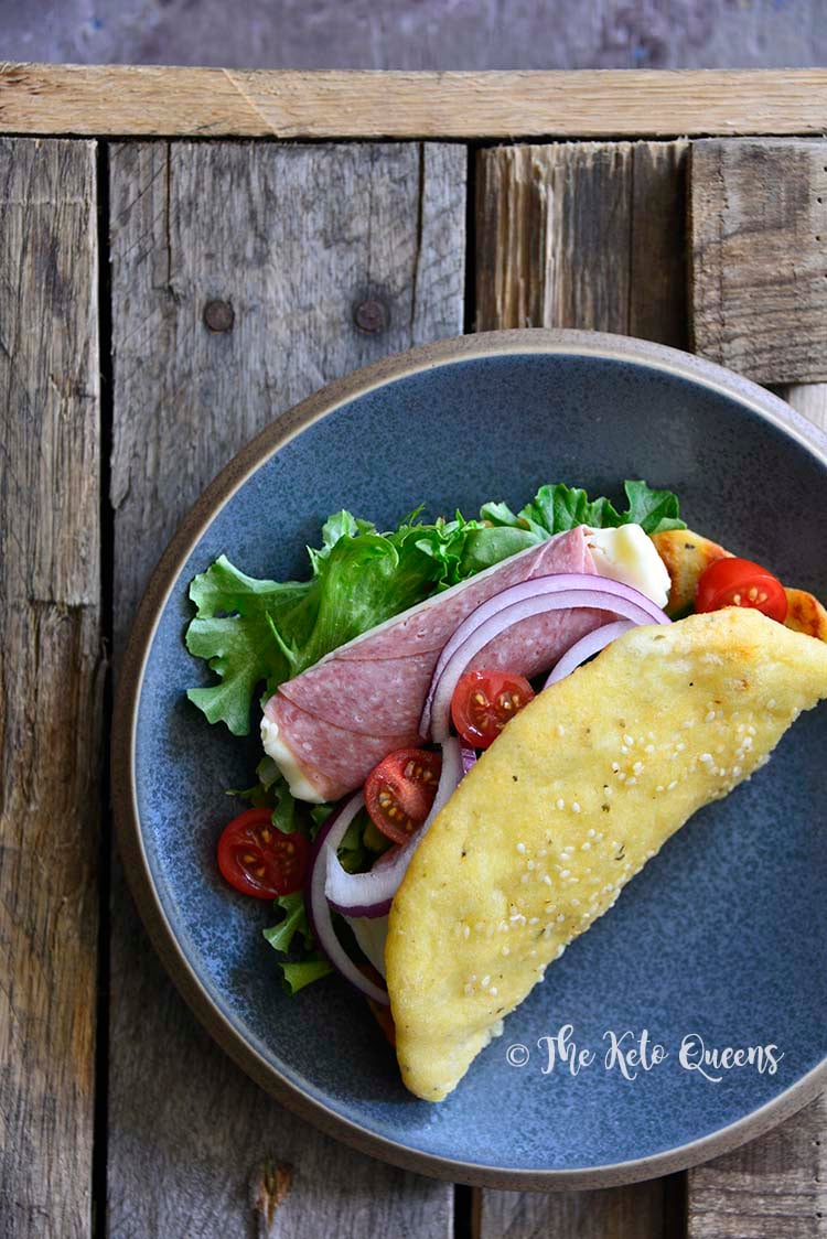 Keto Wrap-Style Soft Tortilla Flatbread Stuffed with Sandwich Fillings