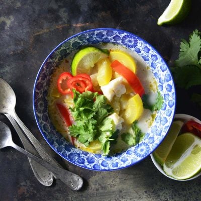 keto thai coconut curry recipe with fish featured image