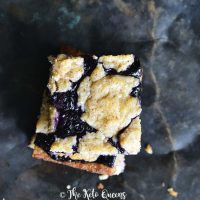 Top View of Low-Carb Fathead Blueberry Cobbler Bars