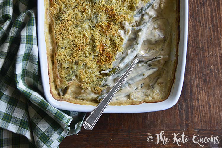 Close Up of Low Carb Instant Pot Green Bean Casserole