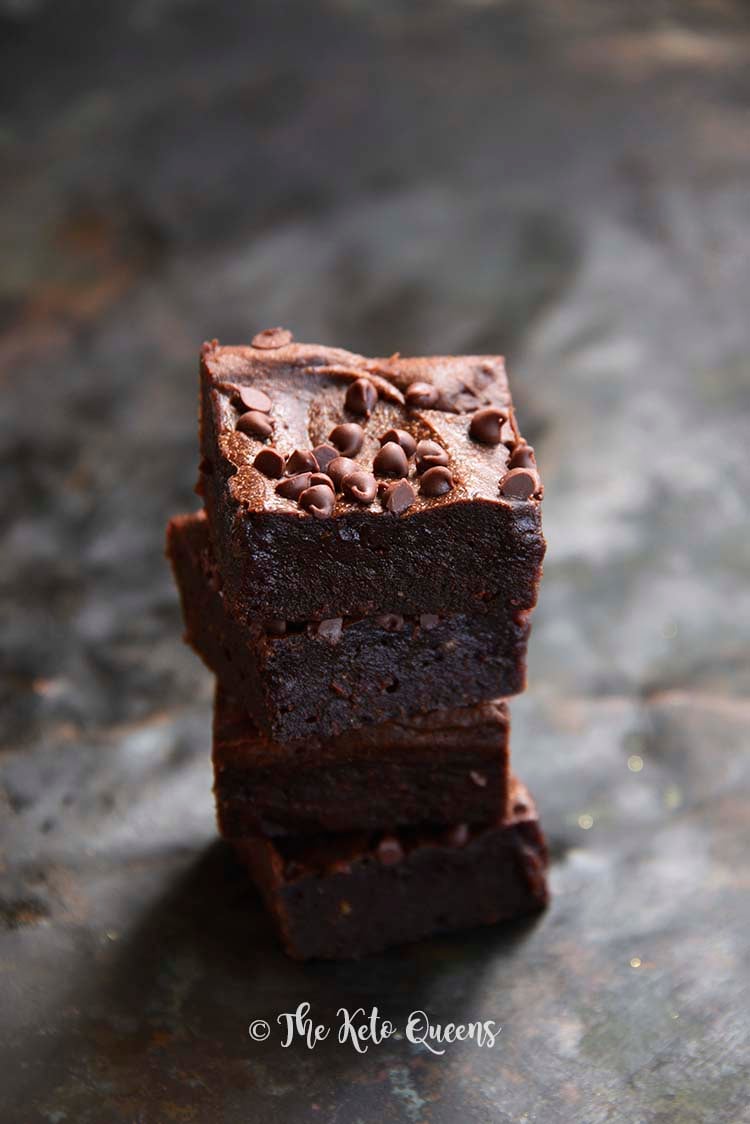 Low Carb Keto Fudgy Double Chocolate Brownies Recipe Front View
