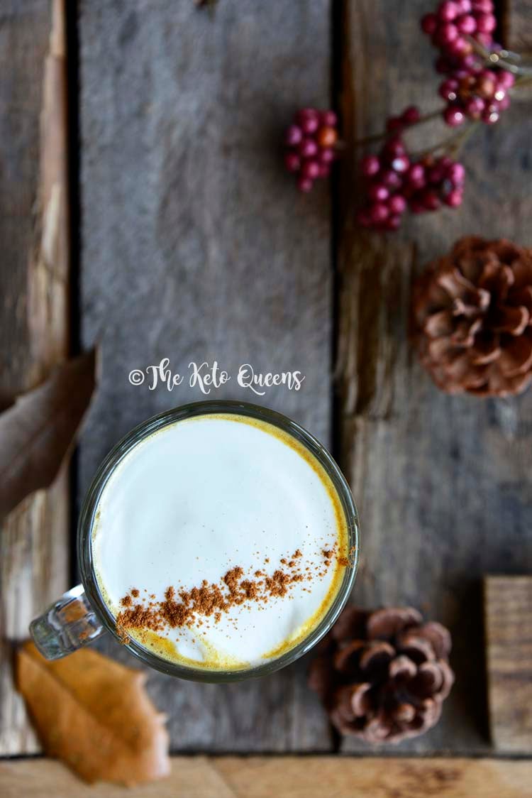 Overhead View of Low Carb Sugar Free Pumpkin Spice Latte