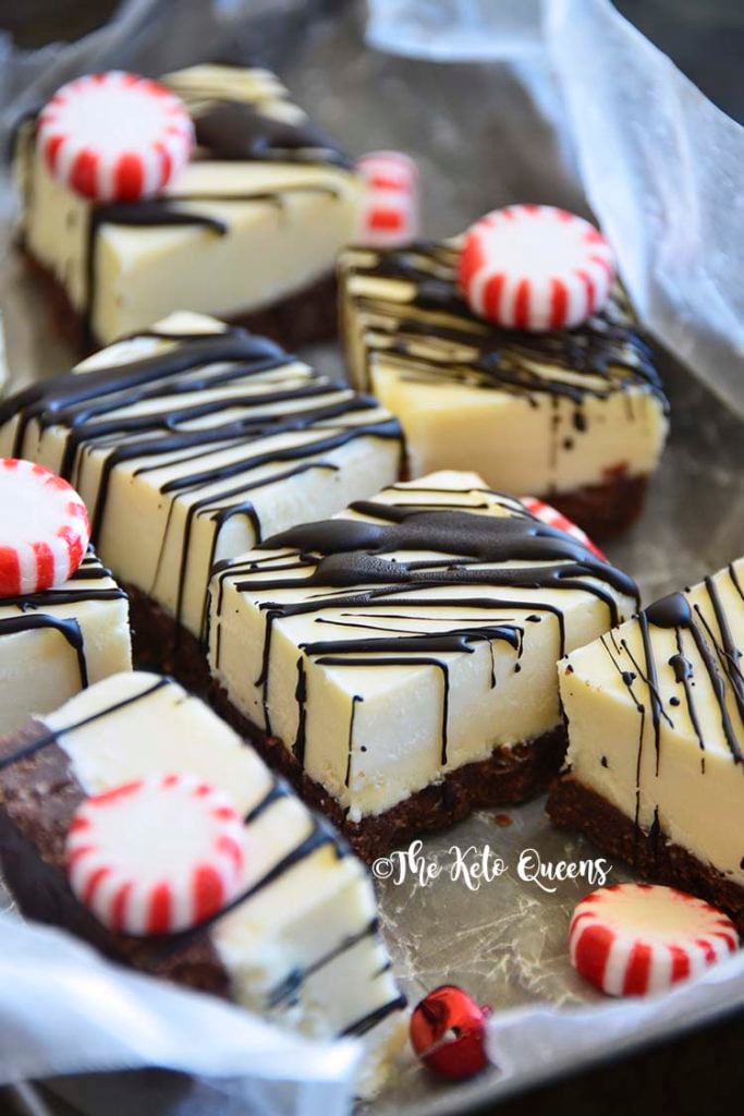 With a cool and creamy peppermint cheesecake filling and a sugar free chocolate cookie crust, people won’t know these Peppermint Chocolate No Bake Keto Cheesecake Bites are low carb unless you tell them!