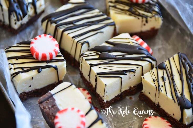 With a cool and creamy peppermint cheesecake filling and a sugar free chocolate cookie crust, people won’t know these Peppermint Chocolate No Bake Keto Cheesecake Bites are low carb unless you tell them!