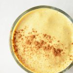 keto pumpkin smoothie in a clear glass