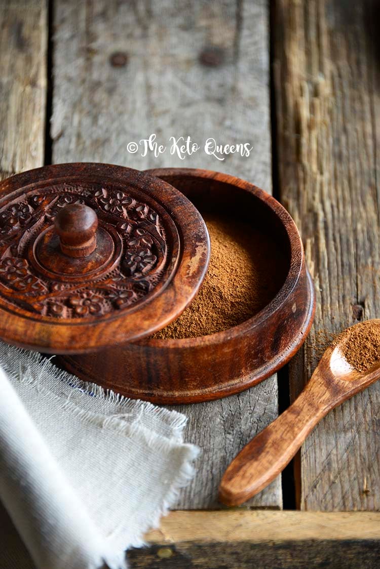 Pumpkin Spice Mix in Wooden Dish