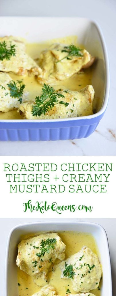 Roasted Chicken Thighs with Creamy Mustard Sauce pinable image