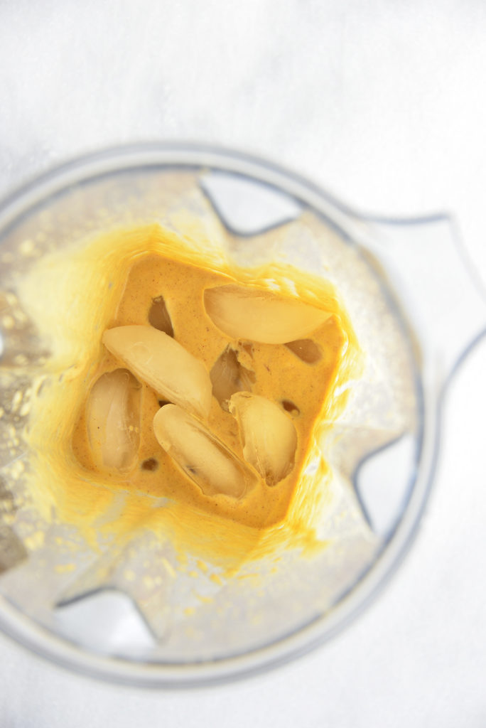 keto pumpkin smoothie step three in a blendeeer