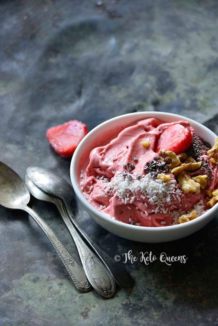 Front View of Strawberry Low Carb Ice Cream Recipe (No Ice Cream Maker)