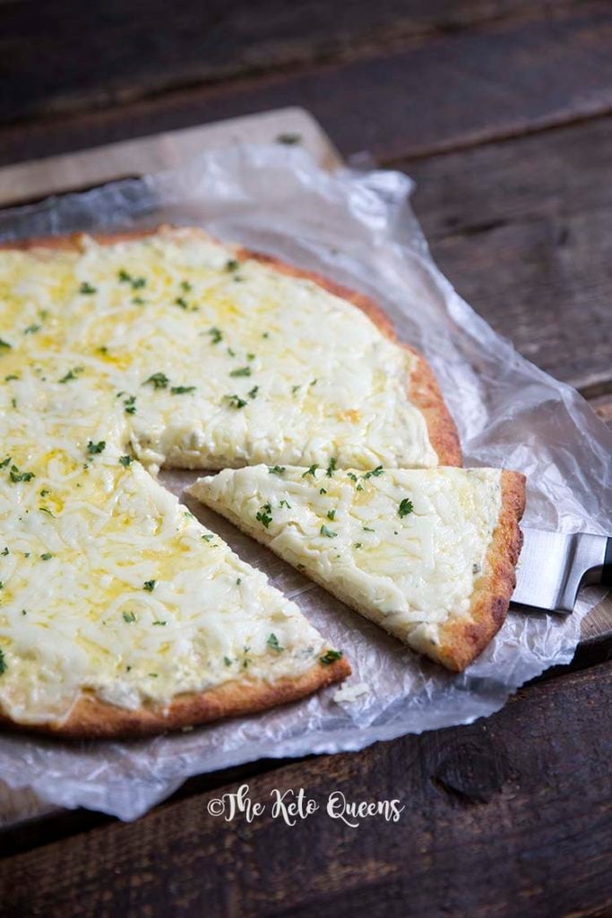 image of a whole keto pizza on a fathead pizza crust recipe