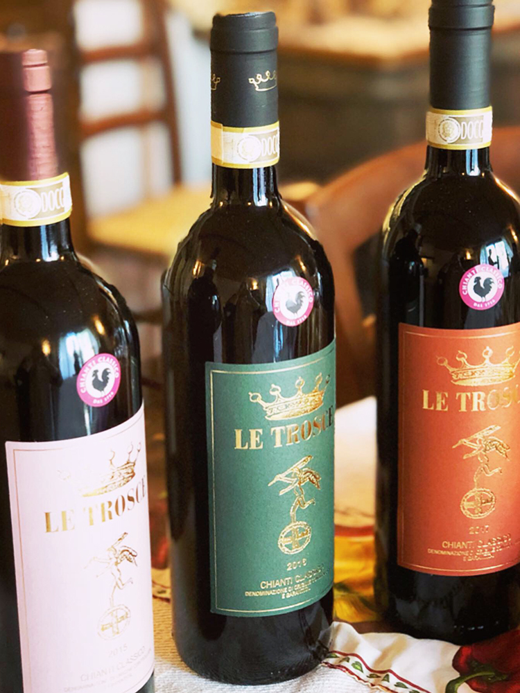Three Bottles of Chianti Classico Le Trosce Wine
