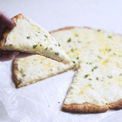 three cheese white pizza with fathead crust featured image