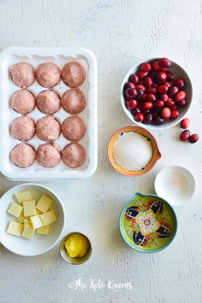 Turkey Sausage Meatballs with Sugar Free Cranberry Sauce ingredients
