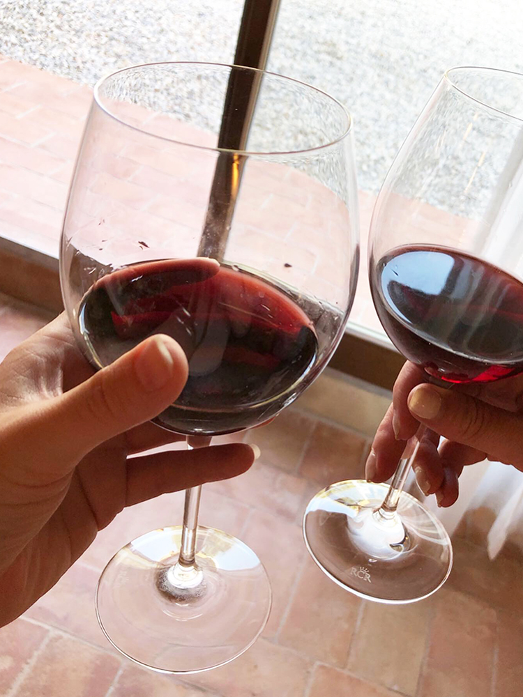 Two Glasses of Tuscan Chianti Classico Wine