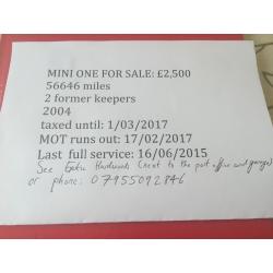 Mini One for sale excellent condition!