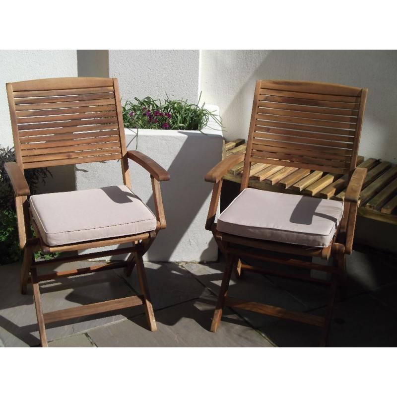 Pair of folding garden arm chairs