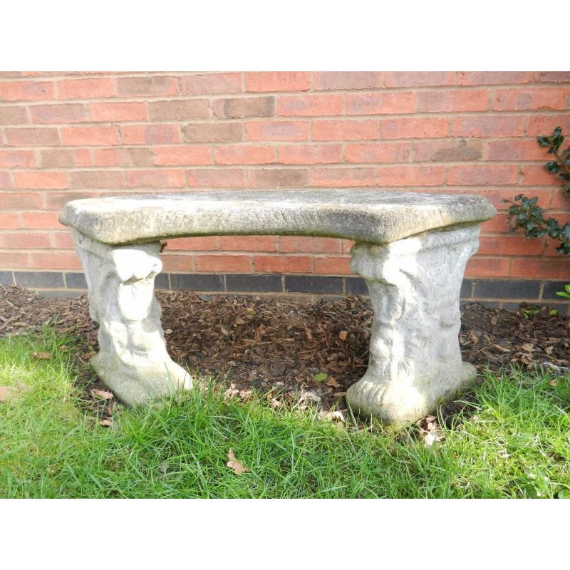 Old stone garden seat. Antique