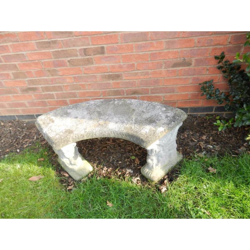 Old stone garden seat. Antique