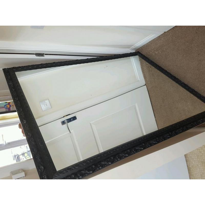 Large black shabby chic mirror