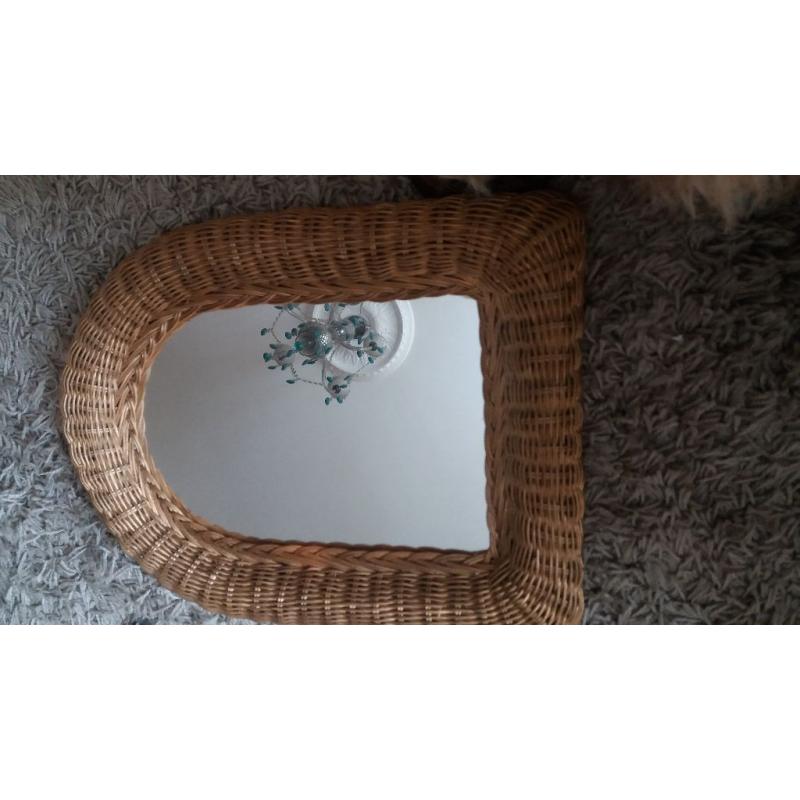 gold rattan mirror